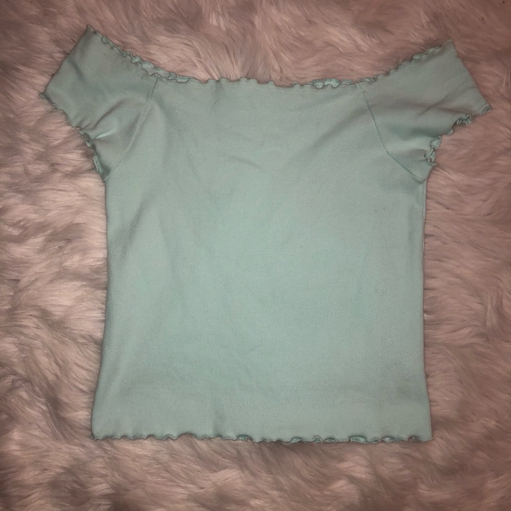 Off the Shoulder Mint Crop Top